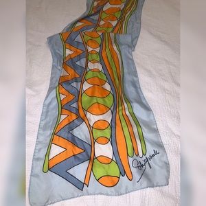 Rare Schiaparelli 100% Silk 1950s Vintage Mod Print Italian Scarf